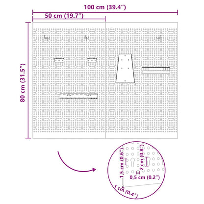 Tool Wall Panel 2 pcs Grey 100 x 1 x 80 cm