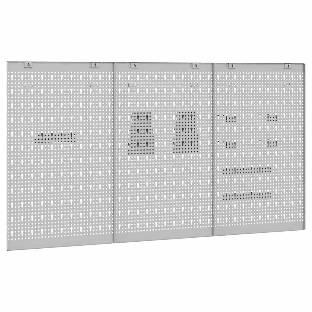 Tool Wall Panel 3 pcs Grey 150 x 1 x 80 cm Steel