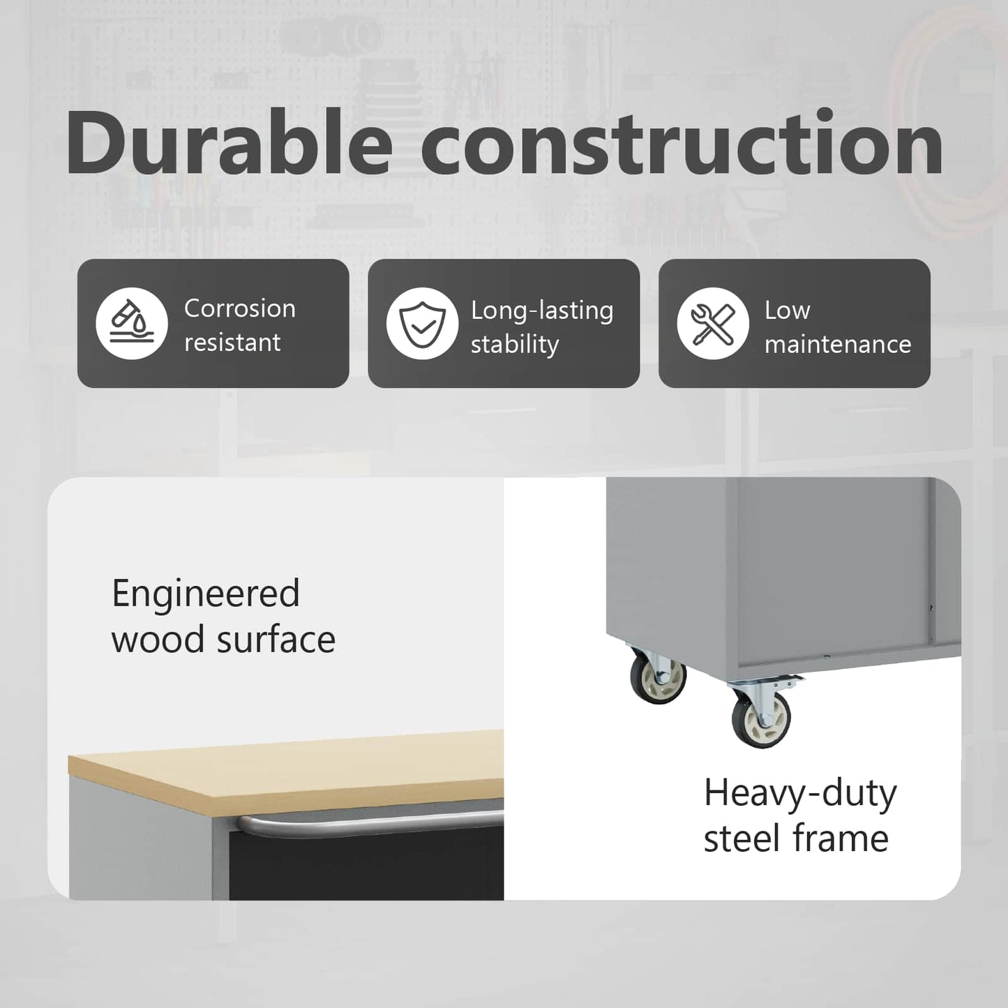 Trolley Rolling Workbench Black and Grey 75 x 45 x 85 cm