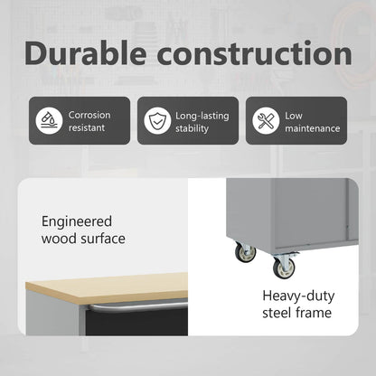 Trolley Rolling Workbench Black and Grey 75 x 45 x 85 cm