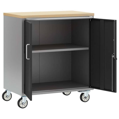 Workshop Bench with Shelf Black and Grey 75 x 45 x 85 cm