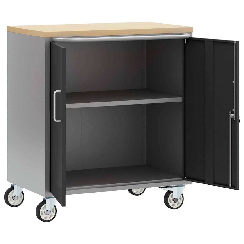 Trolley Rolling Workbench Black and Grey 75 x 45 x 85 cm