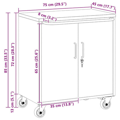Workshop Bench with Shelf Black and Grey 75 x 45 x 85 cm