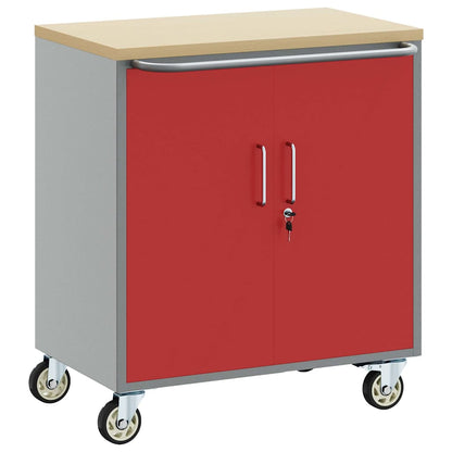 Trolley Rolling Workbench Red and Grey 75 x 45 x 85 cm