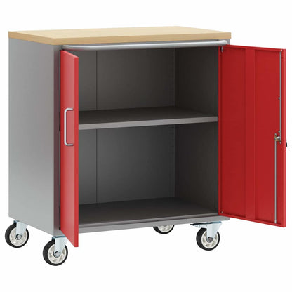 Trolley Rolling Workbench Red and Grey 75 x 45 x 85 cm