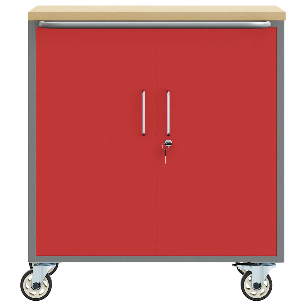 Trolley Rolling Workbench Red and Grey 75 x 45 x 85 cm