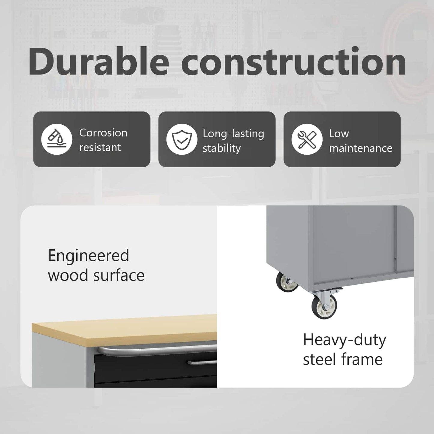 Trolley Rolling Workbench Black and Grey 75 x 45 x 85 cm