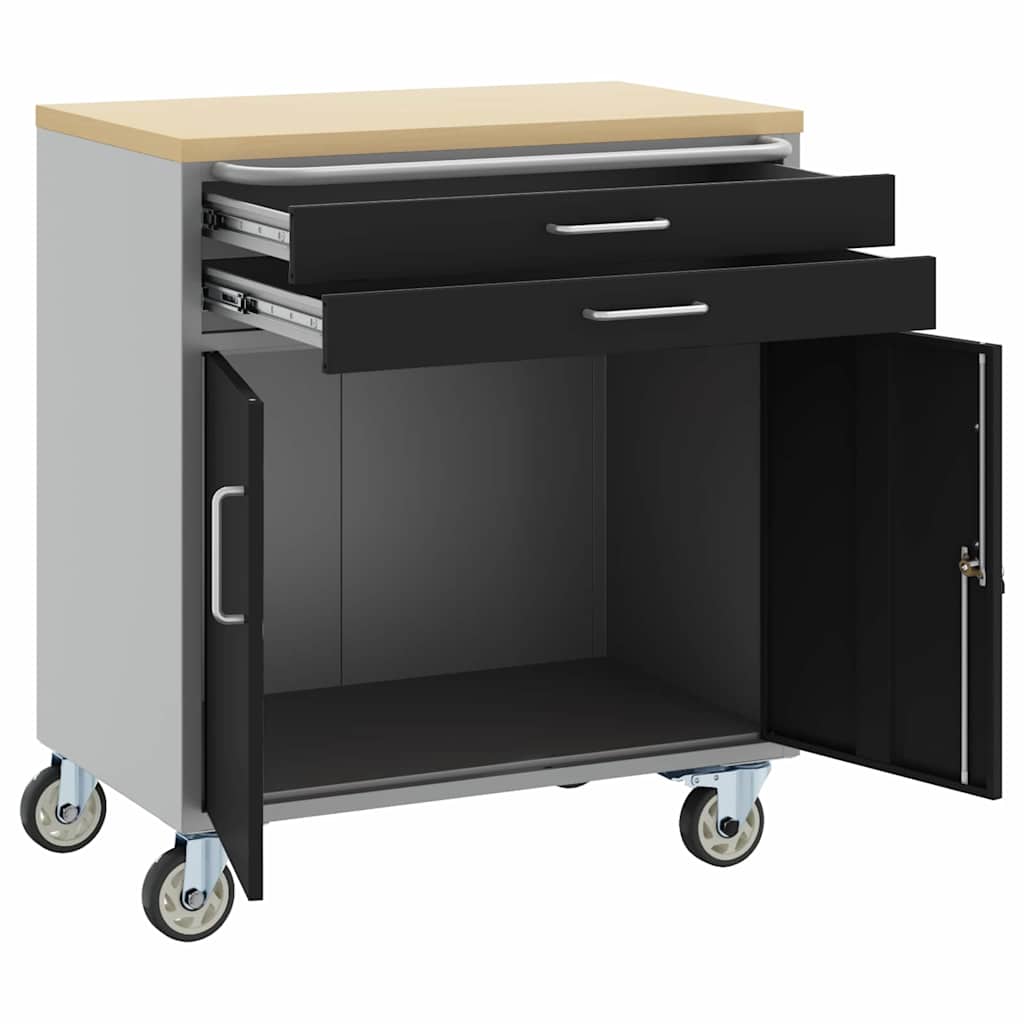 Trolley Rolling Workbench Black and Grey 75 x 45 x 85 cm