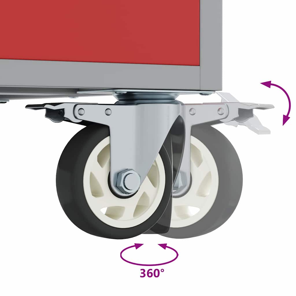 Workshop Bench with Drawer Red and Grey 75 x 45 x 85 cm
