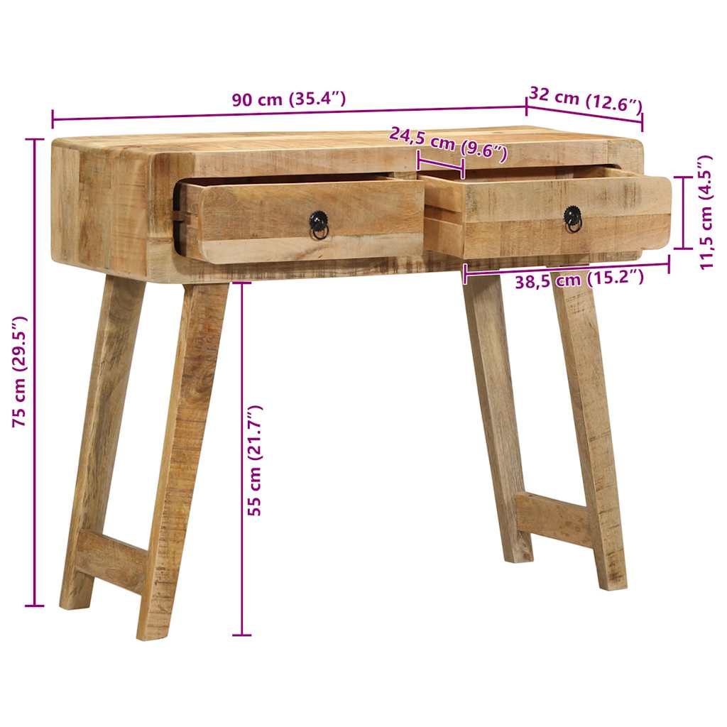 Console Table 90x32x75 cm Solid Wood Rough Mango