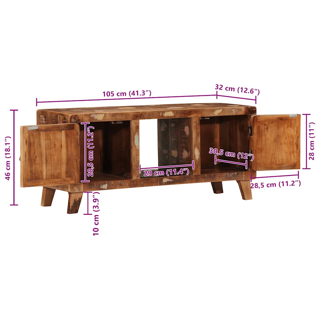TV Cabinet 105x46x32 cm Solid Wood Reclaimed