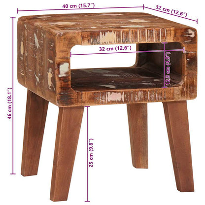 End Table with Shelf Brown 40 x 32 x 46 cm Solid Reclaim Wood