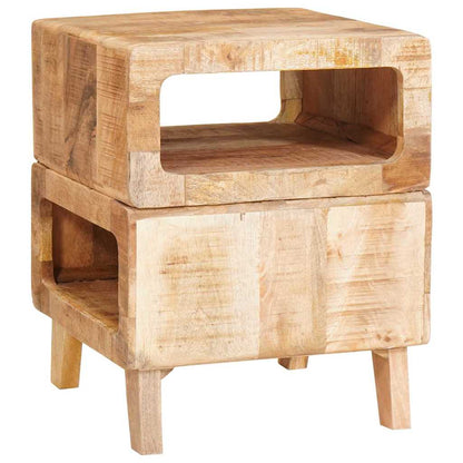 End Table with Shelf Brown 40 x 40 x 49 cm Solid Mango Wood