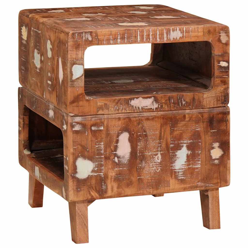 End Table with Shelf Brown 40 x 40 x 49 cm Solid Reclaim Wood