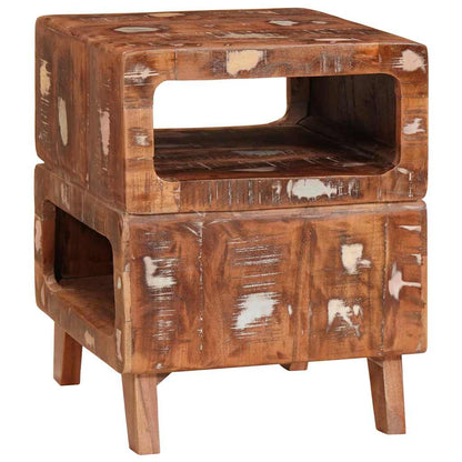 End Table with Shelf Brown 40 x 40 x 49 cm Solid Reclaim Wood