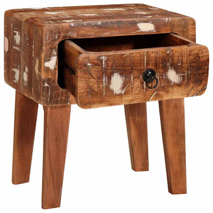 End Table with Drawer Brown 40 x 32 x 46 cm Solid Reclaim Wood