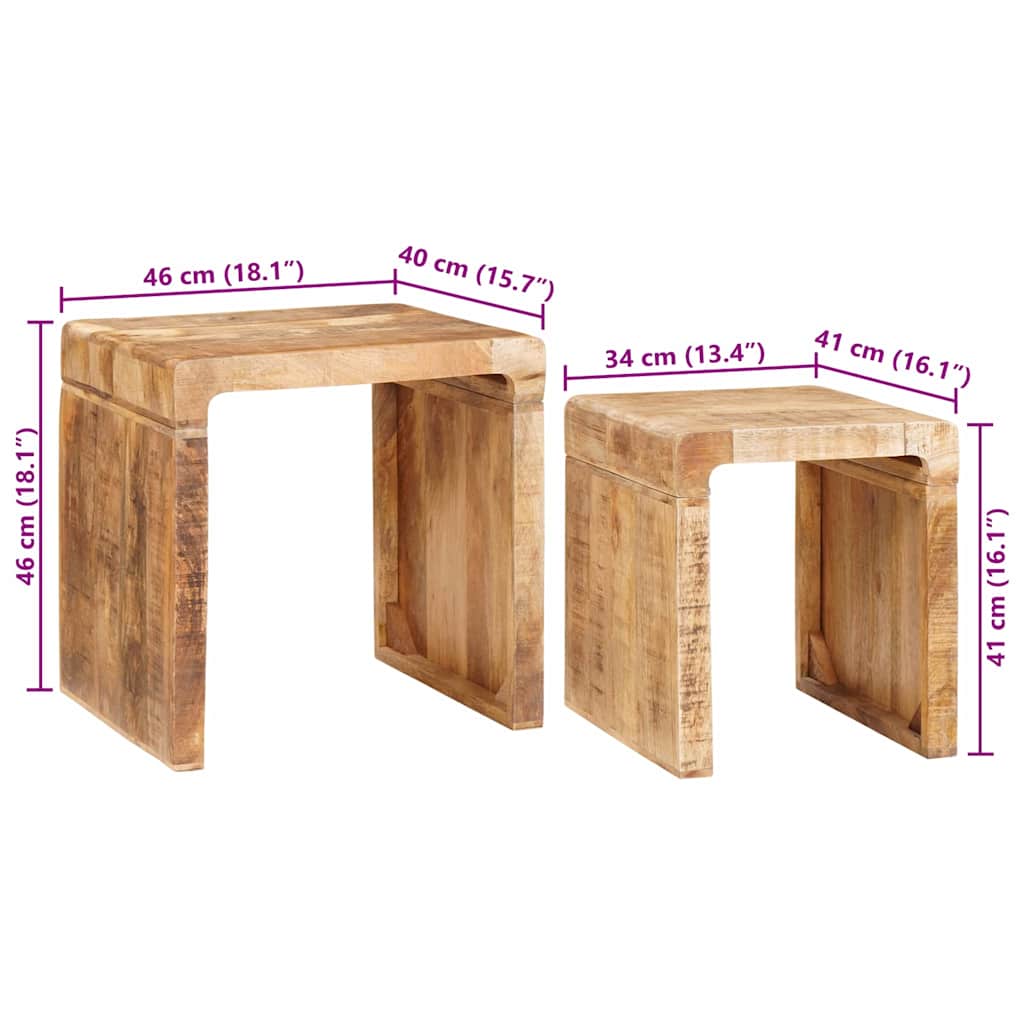 Nesting Tables 2 pcs Brown 46 x 40 x 46 cm Solid Mango Wood