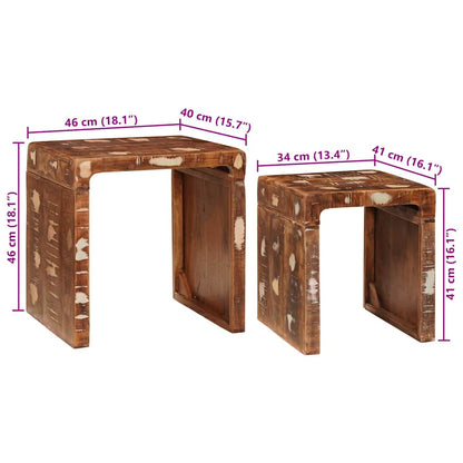 Nesting Tables 2 pcs Brown 46 x 40 x 46 cm Solid Reclaim Wood