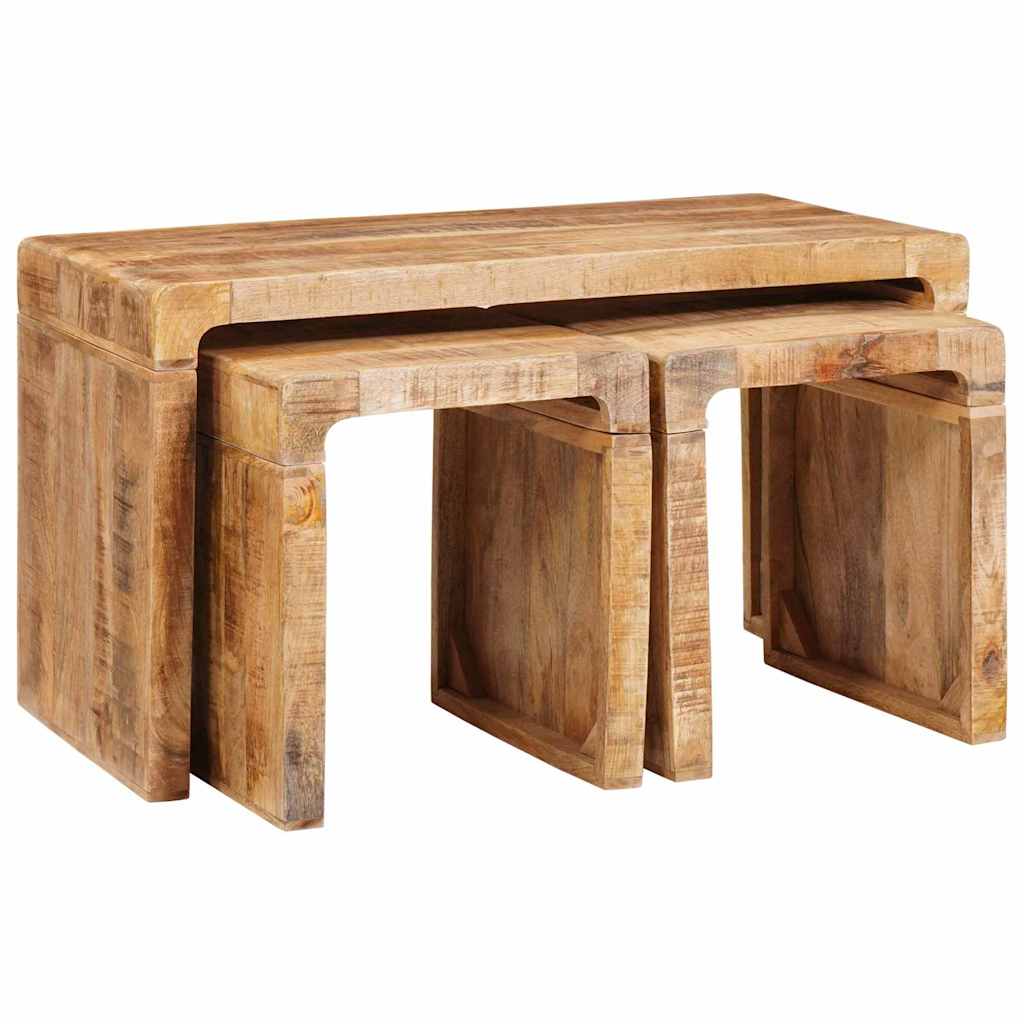 Nesting Table 3 pcs Brown Solid Mango Wood
