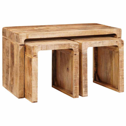 Nesting Table 3 pcs Brown Solid Mango Wood