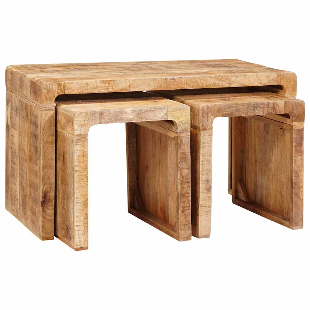 Nesting Table 3 pcs Brown Solid Mango Wood
