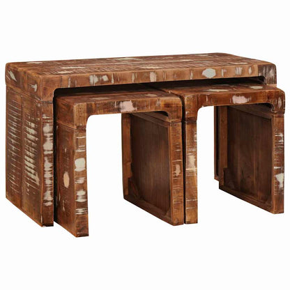 Nesting Table 3 pcs Brown Solid Reclaim Wood