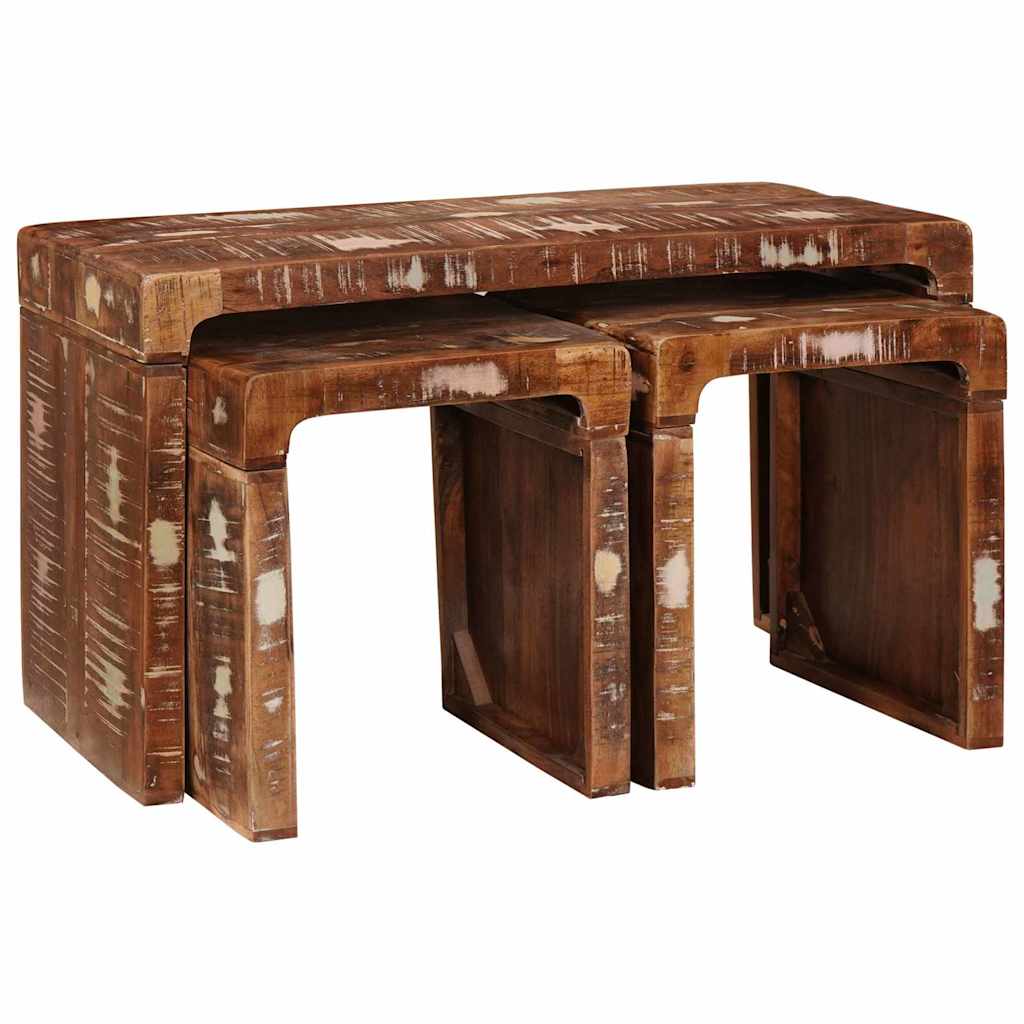 Nesting Table 3 pcs Brown Solid Reclaim Wood