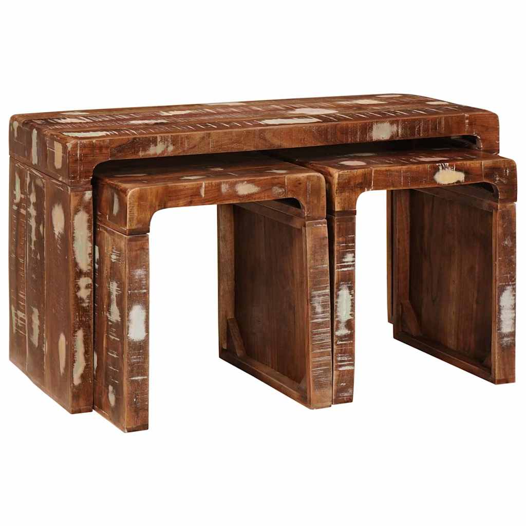 Nesting Table 3 pcs Brown Solid Reclaim Wood