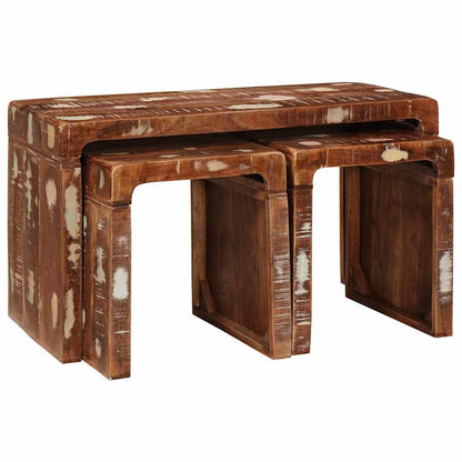 Nesting Table 3 pcs Brown Solid Reclaim Wood