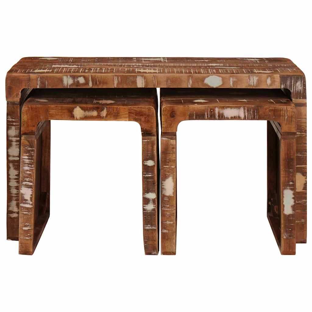 Nesting Table 3 pcs Brown Solid Reclaim Wood