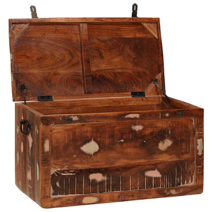 Storage Box with Storage with Door Brown Solid Mango Wood