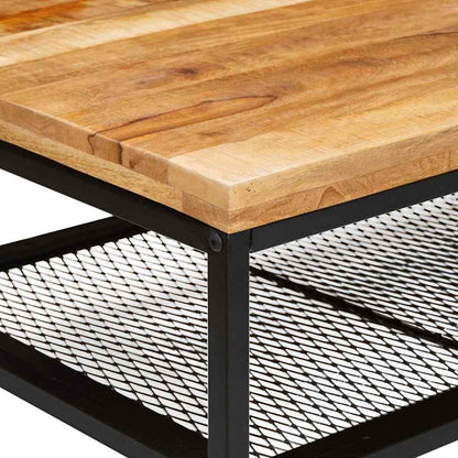 Coffee Table Brown and Black 110 x 55 x 35 cm Solid Mango Wood