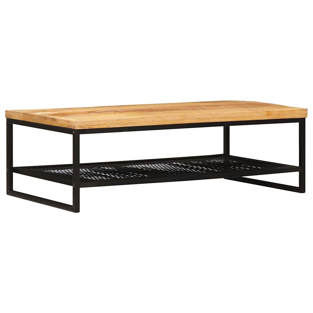 Coffee Table Brown and Black 110 x 55 x 35 cm Solid Mango Wood
