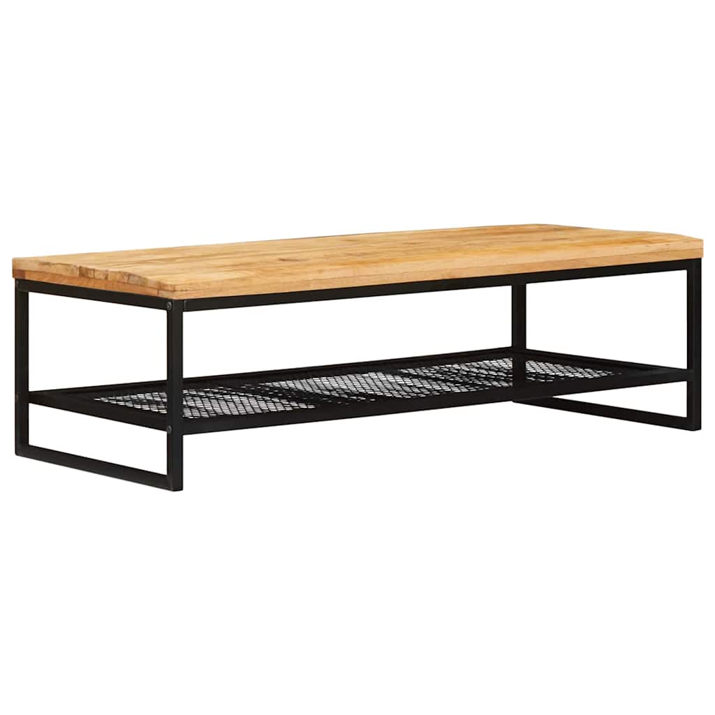 Coffee Table Brown and Black 110 x 55 x 35 cm Solid Mango Wood