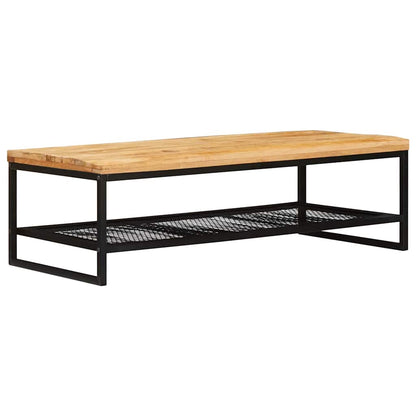 Coffee Table Brown and Black 110 x 55 x 35 cm Solid Mango Wood