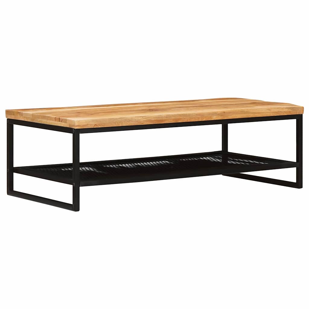 Coffee Table Brown and Black 110 x 55 x 35 cm Solid Mango Wood