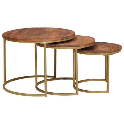 Nesting Coffee Tables 3 pcs Solid Mango Wood and Steel