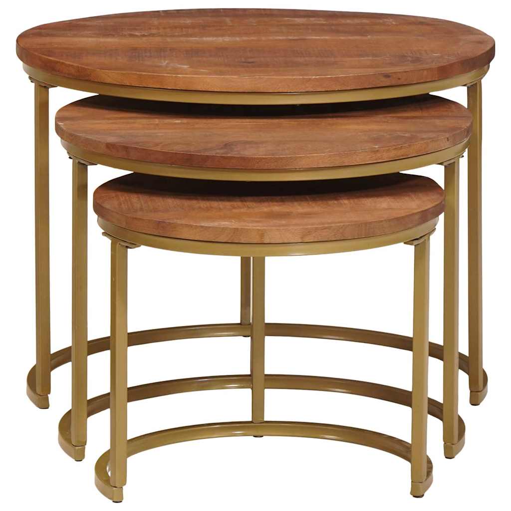 Nesting Coffee Tables 3 pcs Solid Mango Wood and Steel