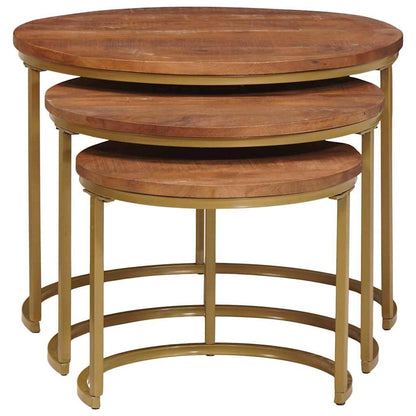 Nesting Coffee Tables 3 pcs Solid Mango Wood and Steel