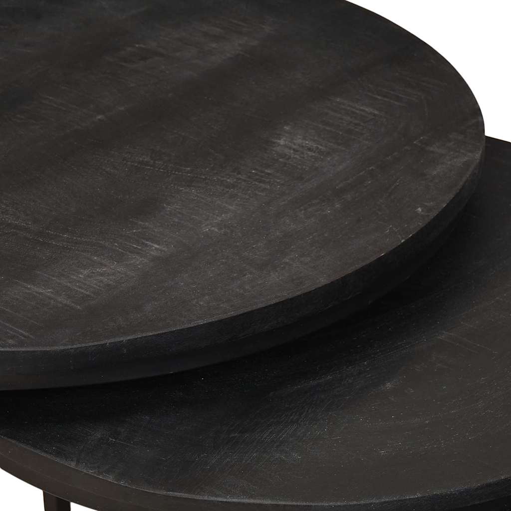 Nesting Coffee Tables 3 pcs Black Solid Mango Wood and Steel