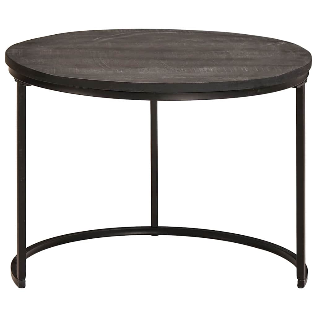 Nesting Coffee Tables 3 pcs Black Solid Mango Wood and Steel