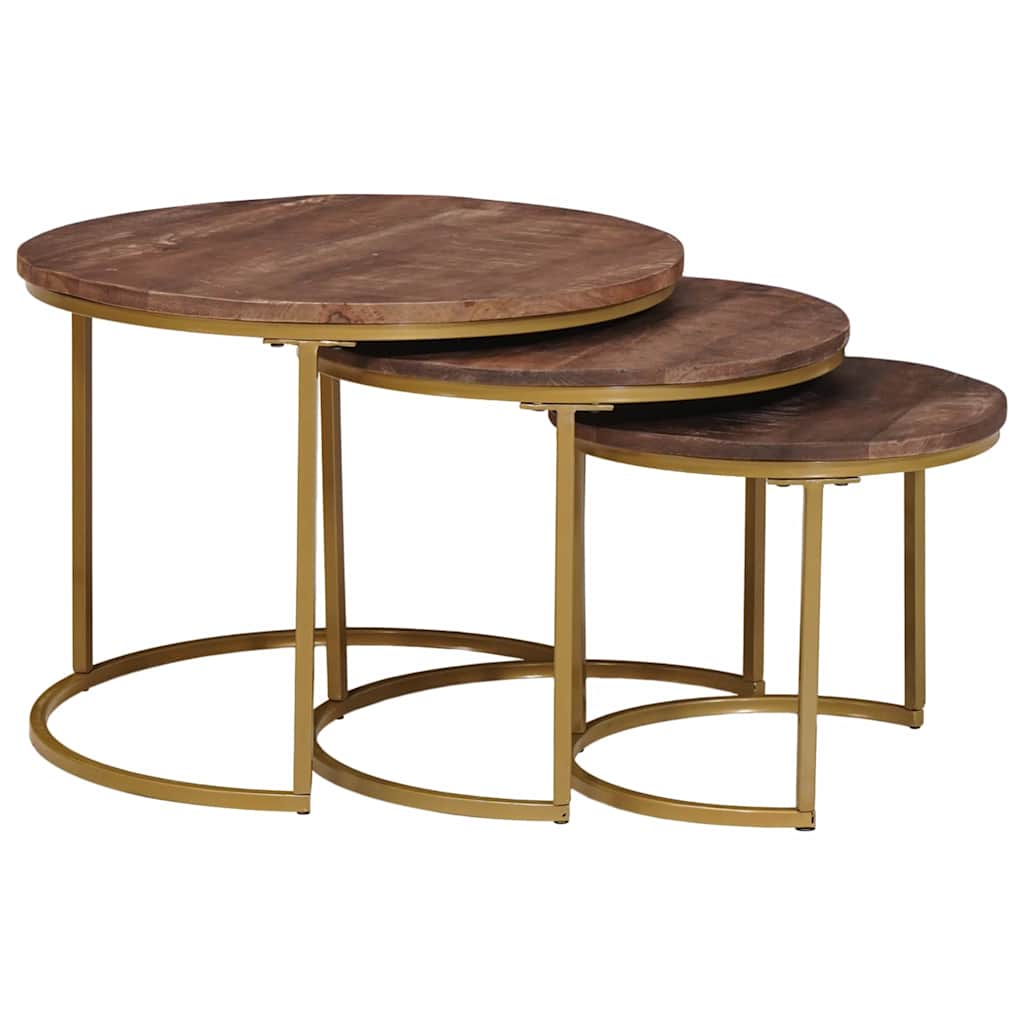 Nesting Coffee Tables 3 pcs Solid Mango Wood and Steel