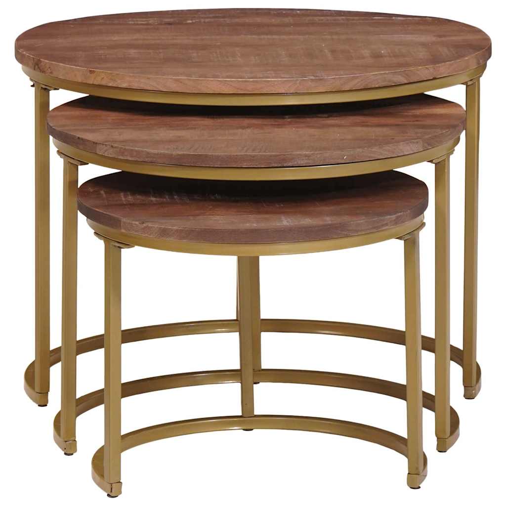 Nesting Coffee Tables 3 pcs Solid Mango Wood and Steel