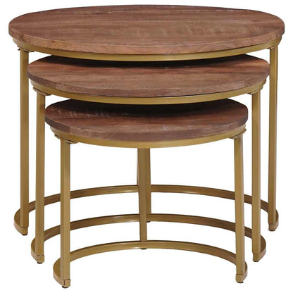 Nesting Coffee Tables 3 pcs Solid Mango Wood and Steel