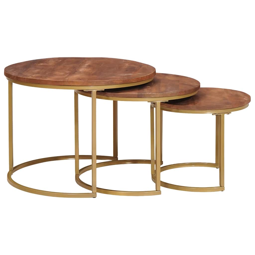 Nesting Coffee Tables 3 pcs Solid Mango Wood and Steel