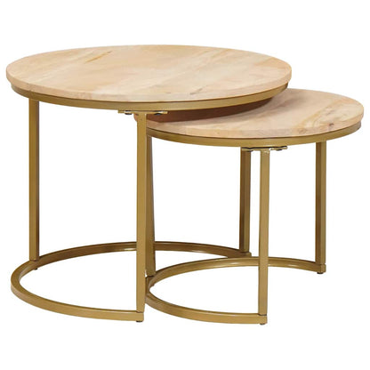 Nesting Coffee Tables 2 pcs Brown Solid Mango Wood and Steel