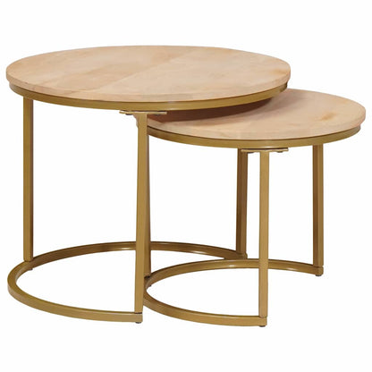 Nesting Coffee Tables 2 pcs Brown Solid Mango Wood and Steel