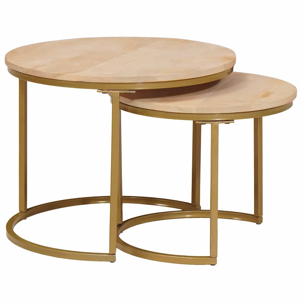 Nesting Coffee Tables 2 pcs Brown Solid Mango Wood and Steel