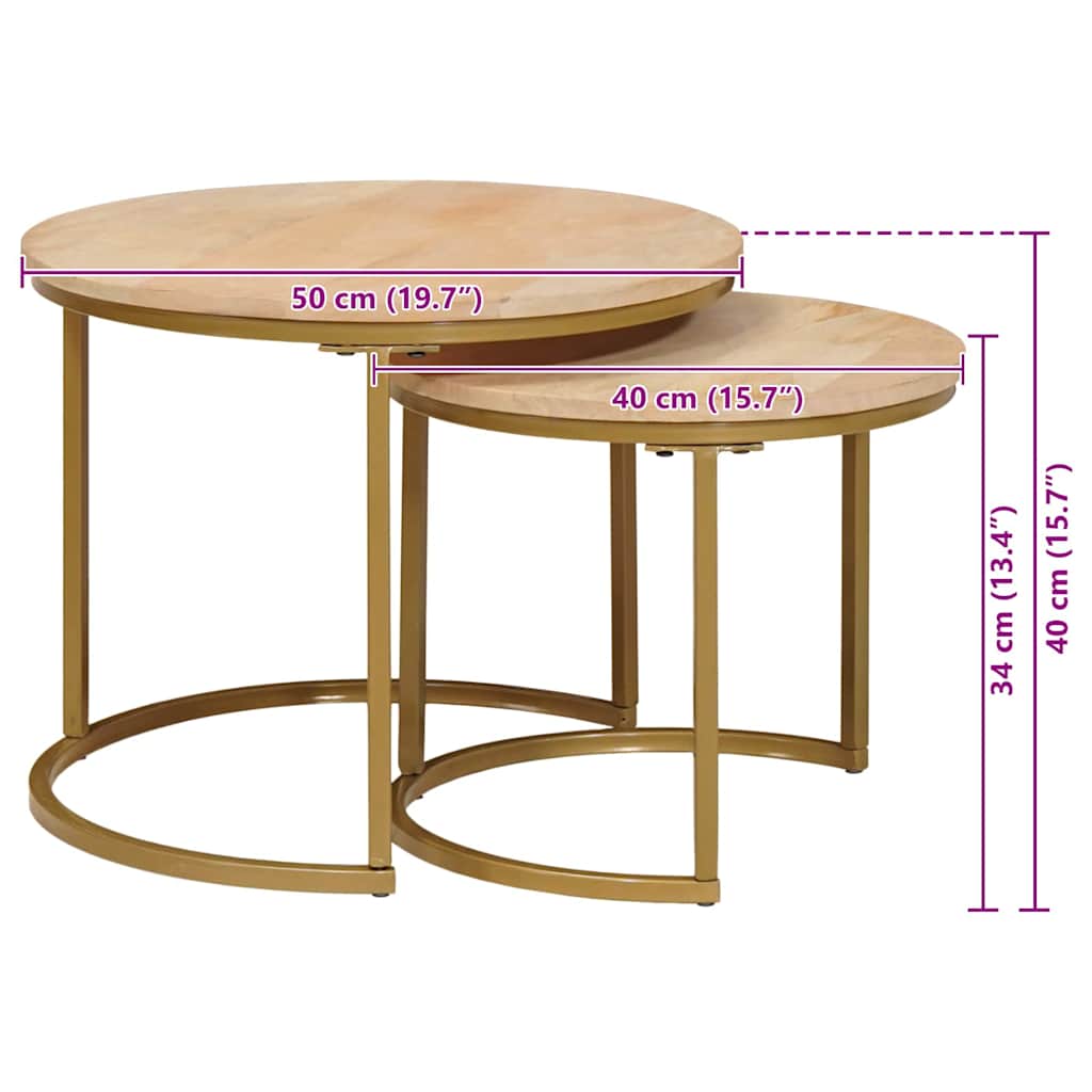 Nesting Coffee Tables 2 pcs Brown Solid Mango Wood and Steel