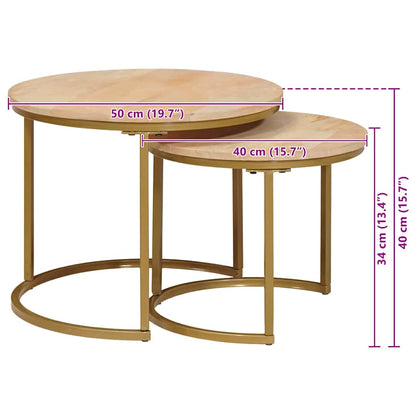 Nesting Coffee Tables 2 pcs Brown Solid Mango Wood and Steel